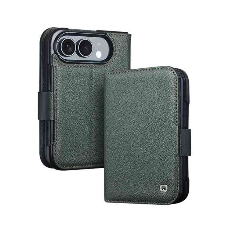 QIALINO Premium Echtleder Handyhülle für iPhone Duo Serie grün
