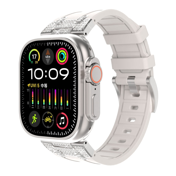 Silicone Rhinestone Band for Apple Watch SE 2023 44mm | Ultra 2 49mm | 9 45mm | Ultra 49mm | 8 45mm