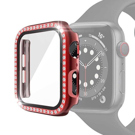 Strass PC Schutzhülle mit Schutzglas für Apple Watch 6 & SE & 5 & 4 40mm | 6 & SE & 5 & 4 44mm