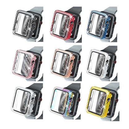 Strass PC Schutzhülle mit Schutzglas für Apple Watch 6 & SE & 5 & 4 40mm | 6 & SE & 5 & 4 44mm