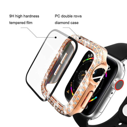 Strass PC Schutzhülle mit Schutzglas für Apple Watch 6 & SE & 5 & 4 40mm | 6 & SE & 5 & 4 44mm