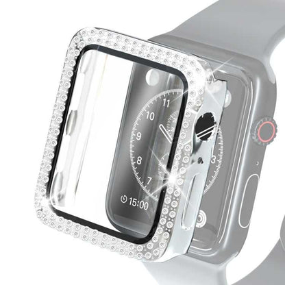 Strass PC Schutzhülle mit Schutzglas für Apple Watch 6 & SE & 5 & 4 40mm | 6 & SE & 5 & 4 44mm