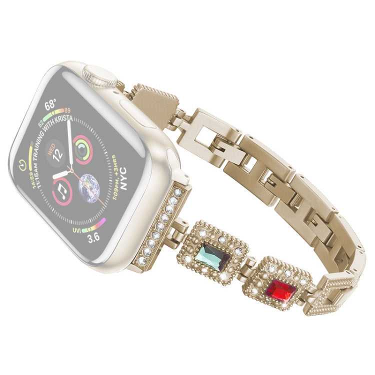 Großes quadratisches Diamant-Metall-Ersatzarmband für die Apple Watch-Serie, 7 41mm / 6 & SE & 5 & 4 40mm / 3 & 2 & 1 38mm, 7 45mm / 6 & SE & 5 & 4 44mm / 3 & 2 & 1 42mm