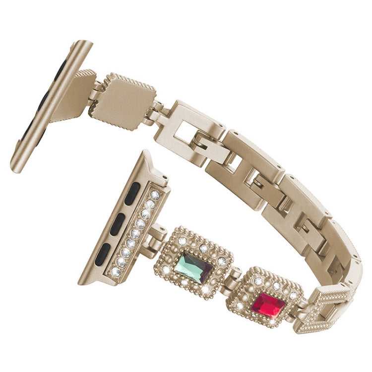 Großes quadratisches Diamant-Metall-Ersatzarmband für die Apple Watch-Serie, 7 41mm / 6 & SE & 5 & 4 40mm / 3 & 2 & 1 38mm, 7 45mm / 6 & SE & 5 & 4 44mm / 3 & 2 & 1 42mm