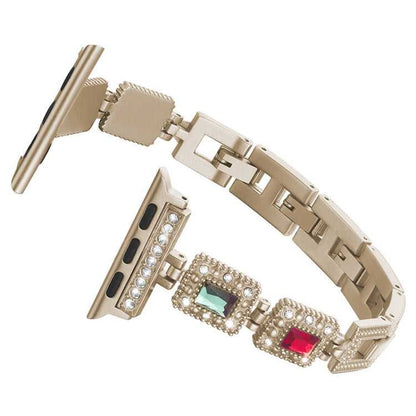 Großes quadratisches Diamant-Metall-Ersatzarmband für die Apple Watch-Serie, 7 41mm / 6 & SE & 5 & 4 40mm / 3 & 2 & 1 38mm, 7 45mm / 6 & SE & 5 & 4 44mm / 3 & 2 & 1 42mm