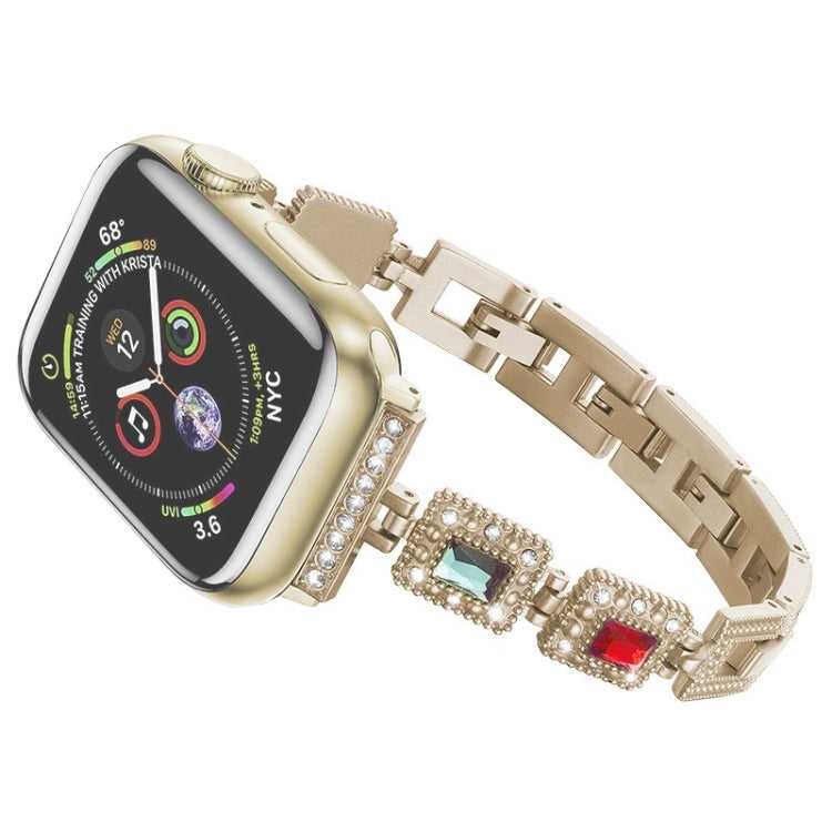 Großes quadratisches Diamant-Metall-Ersatzarmband für die Apple Watch-Serie, 7 41mm / 6 & SE & 5 & 4 40mm / 3 & 2 & 1 38mm, 7 45mm / 6 & SE & 5 & 4 44mm / 3 & 2 & 1 42mm