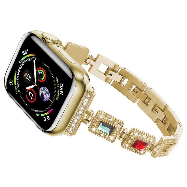 Großes quadratisches Diamant-Metall-Ersatzarmband für die Apple Watch-Serie, 7 41mm / 6 & SE & 5 & 4 40mm / 3 & 2 & 1 38mm, 7 45mm / 6 & SE & 5 & 4 44mm / 3 & 2 & 1 42mm