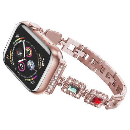 Großes quadratisches Diamant-Metall-Ersatzarmband für die Apple Watch-Serie, 7 41mm / 6 & SE & 5 & 4 40mm / 3 & 2 & 1 38mm, 7 45mm / 6 & SE & 5 & 4 44mm / 3 & 2 & 1 42mm