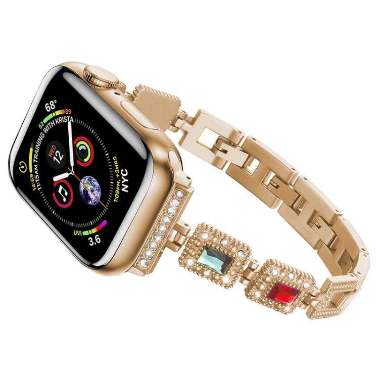 Großes quadratisches Diamant-Metall-Ersatzarmband für die Apple Watch-Serie, 7 41mm / 6 & SE & 5 & 4 40mm / 3 & 2 & 1 38mm, 7 45mm / 6 & SE & 5 & 4 44mm / 3 & 2 & 1 42mm