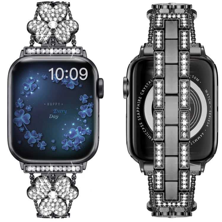 3-blättriges Kleeblatt-Diamant-Uhrenarmband, For Apple Watch Series 8&7 45mm, For Apple Watch Series 8&7 41mm