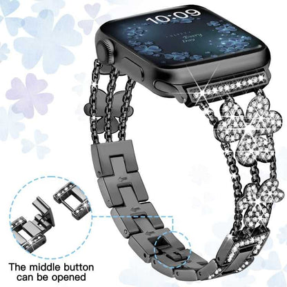 3-blättriges Kleeblatt-Diamant-Uhrenarmband, For Apple Watch Series 8&7 45mm, For Apple Watch Series 8&7 41mm