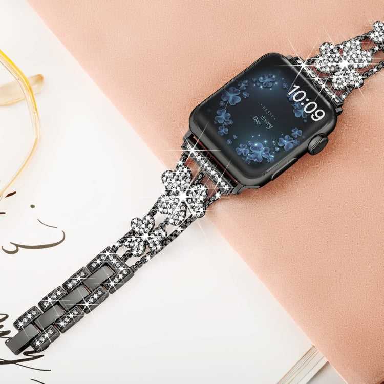 3-blättriges Kleeblatt-Diamant-Uhrenarmband, For Apple Watch Series 8&7 45mm, For Apple Watch Series 8&7 41mm