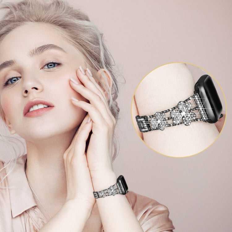 3-blättriges Kleeblatt-Diamant-Uhrenarmband, For Apple Watch Series 8&7 45mm, For Apple Watch Series 8&7 41mm