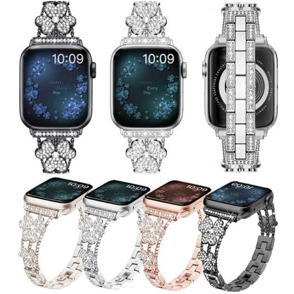 3-blättriges Kleeblatt-Diamant-Uhrenarmband, For Apple Watch Series 8&7 45mm, For Apple Watch Series 8&7 41mm