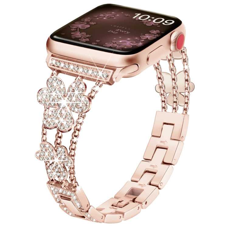 3-blättriges Kleeblatt-Diamant-Uhrenarmband, For Apple Watch Series 8&7 45mm, For Apple Watch Series 8&7 41mm