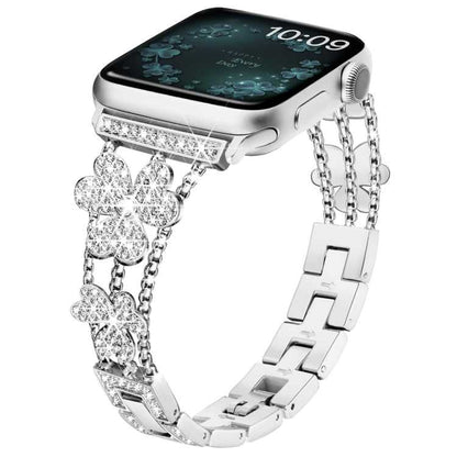 3-blättriges Kleeblatt-Diamant-Uhrenarmband, For Apple Watch Series 8&7 45mm, For Apple Watch Series 8&7 41mm