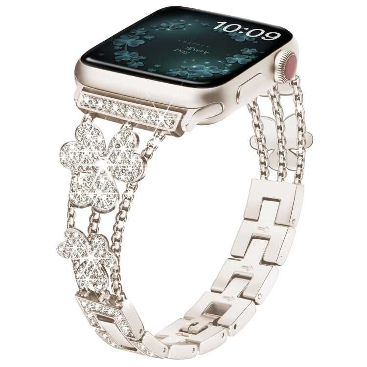3-blättriges Kleeblatt-Diamant-Uhrenarmband, For Apple Watch Series 8&7 45mm, For Apple Watch Series 8&7 41mm