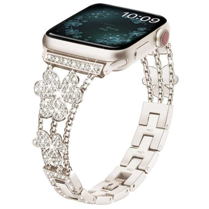3-blättriges Kleeblatt-Diamant-Uhrenarmband, For Apple Watch Series 8&7 45mm, For Apple Watch Series 8&7 41mm