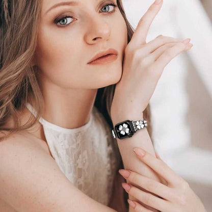 Blütenblatt Glitzer Armband für Apple Watch Ultra 2 49mm | 6 44mm | 5 44+40mm | 4 44+40mm