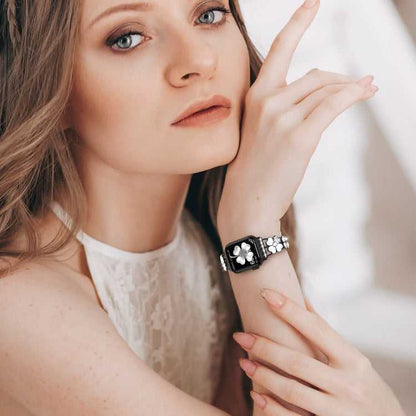 Blütenblatt Strass Armband für Apple Watch SE 2023 44mm | Ultra 49mm | 8 45+41mm | 7 45+41mm