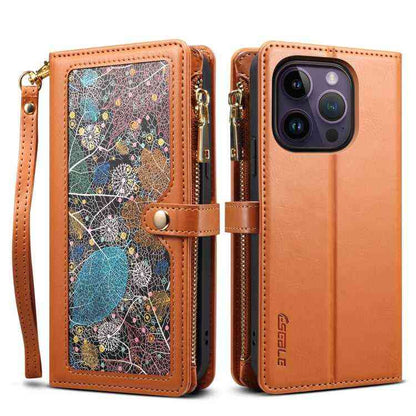 ESEBLE Leder Handyhülle RFID Schutz für iPhone 16e, 16 Pro Max, 16 Pro, 16 Plus, 16, 15 Pro Max, 15 Pro, 15 Plus, 15