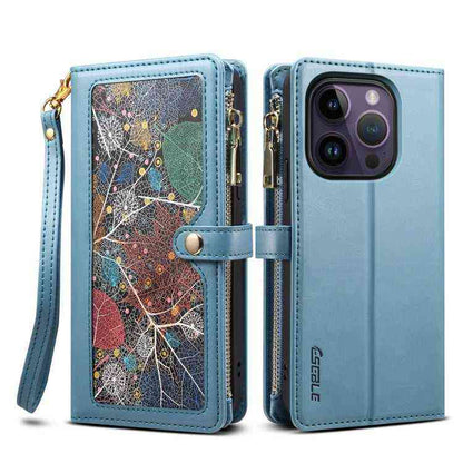 ESEBLE Leder Handyhülle RFID Schutz für iPhone 16e, 16 Pro Max, 16 Pro, 16 Plus, 16, 15 Pro Max, 15 Pro, 15 Plus, 15
