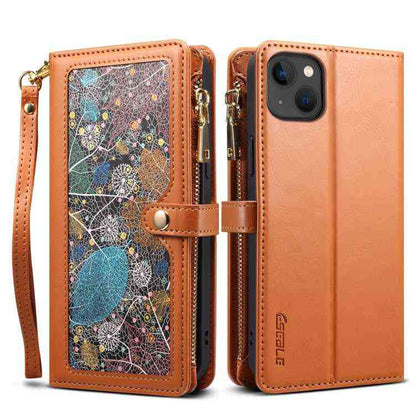 ESEBLE Leder Handyhülle RFID Schutz für iPhone 16e, 16 Pro Max, 16 Pro, 16 Plus, 16, 15 Pro Max, 15 Pro, 15 Plus, 15