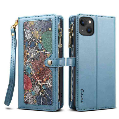 ESEBLE Leder Handyhülle RFID Schutz für iPhone 16e, 16 Pro Max, 16 Pro, 16 Plus, 16, 15 Pro Max, 15 Pro, 15 Plus, 15