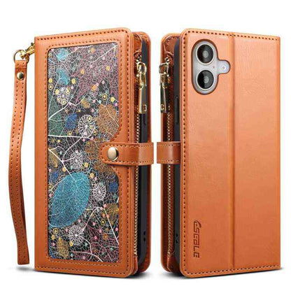 ESEBLE Leder Handyhülle RFID Schutz für iPhone 16e, 16 Pro Max, 16 Pro, 16 Plus, 16, 15 Pro Max, 15 Pro, 15 Plus, 15