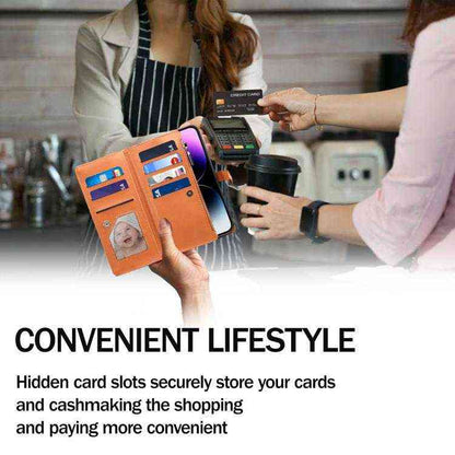 ESEBLE Leder Handyhülle RFID Schutz für iPhone 16e, 16 Pro Max, 16 Pro, 16 Plus, 16, 15 Pro Max, 15 Pro, 15 Plus, 15