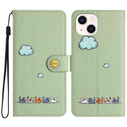 Leder Wallet Case mit Katzenmotiv für iPhone 16e | 15 Pro Max | 15 Pro | 15 Plus | 15 | 14 Plus
