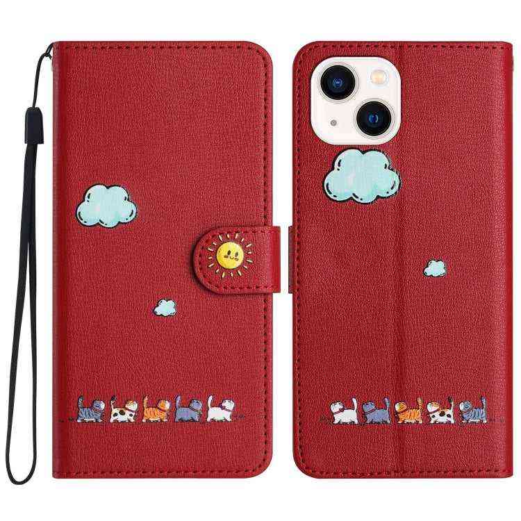 Leder Wallet Case mit Katzenmotiv für iPhone 16e | 15 Pro Max | 15 Pro | 15 Plus | 15 | 14 Plus