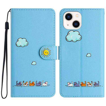 Leder Wallet Case mit Katzenmotiv für iPhone 16e | 15 Pro Max | 15 Pro | 15 Plus | 15 | 14 Plus