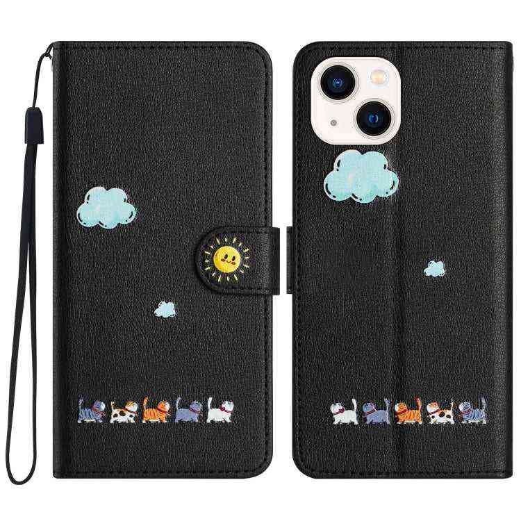 Leder Wallet Case mit Katzenmotiv für iPhone 16e | 15 Pro Max | 15 Pro | 15 Plus | 15 | 14 Plus