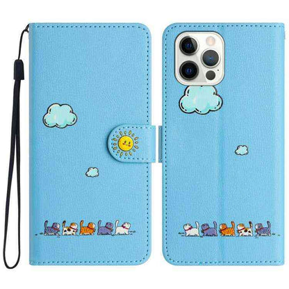 Leder Wallet Case mit Katzenmotiv für iPhone 16e | 15 Pro Max | 15 Pro | 15 Plus | 15 | 14 Plus
