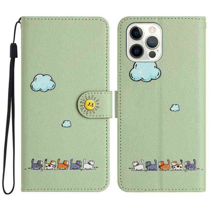 Leder Wallet Case mit Katzenmotiv für iPhone 16e | 15 Pro Max | 15 Pro | 15 Plus | 15 | 14 Plus