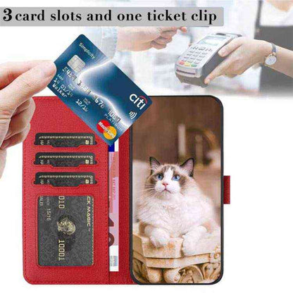 Leder Wallet Case mit Katzenmotiv für iPhone 16e | 15 Pro Max | 15 Pro | 15 Plus | 15 | 14 Plus
