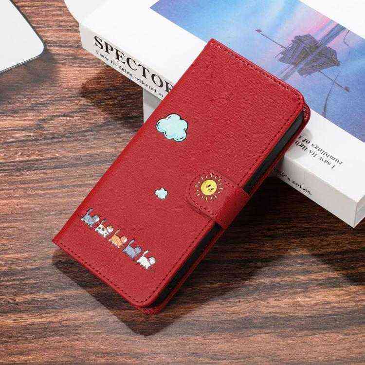 Leder Wallet Case mit Katzenmotiv für iPhone 16e | 15 Pro Max | 15 Pro | 15 Plus | 15 | 14 Plus