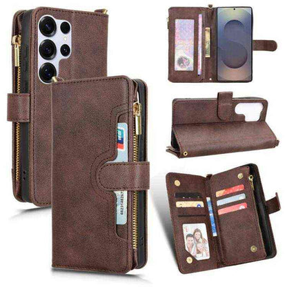 Leder Handyhülle mir Reißverschluss für Samsung Galaxy S25 | S25+ | S25 Ultra | S24 Ultra | S24+ | S24