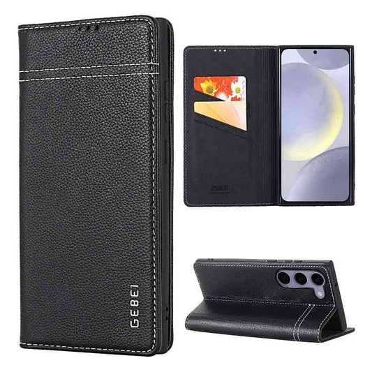 GEBEI Echtleder Handyhülle für Samsung Galaxy Serie S24