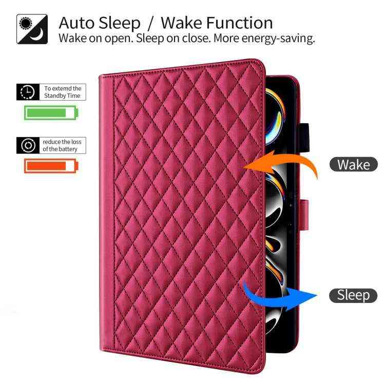 Rhombus Lattice Lederhülle für Smart Tablet, For iPad Pro 13 2024, For iPad Pro 11 2024, For iPad Pro 12.9 2022 / 2021 / 2020, For iPad Pro 11 2022 / 2021 / 2020