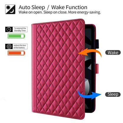 Rhombus Lattice Lederhülle für Smart Tablet, For iPad 10th Gen 10.9 2022, For iPad 10.2 2021 / 2020 / 10.5, For iPad mini 5 / mini 4 / mini 3, For iPad Air / Air 2 / 9.7 2017 / 2018