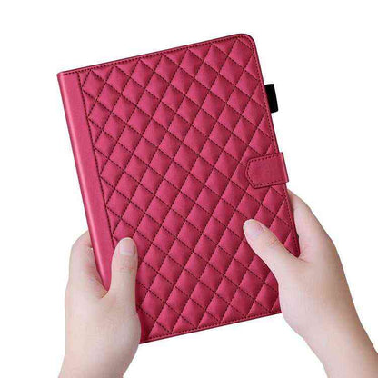 Rhombus Lattice Lederhülle für Smart Tablet, For iPad 10th Gen 10.9 2022, For iPad 10.2 2021 / 2020 / 10.5, For iPad mini 5 / mini 4 / mini 3, For iPad Air / Air 2 / 9.7 2017 / 2018