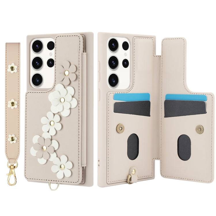 Crossbody-Handyhülle aus Leder mit Blumenmuster, For Samsung Galaxy S22 Ultra 5G, For Samsung Galaxy S22+ 5G