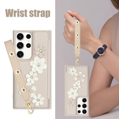 Crossbody-Handyhülle aus Leder mit Blumenmuster, For Samsung Galaxy S22 Ultra 5G, For Samsung Galaxy S22+ 5G