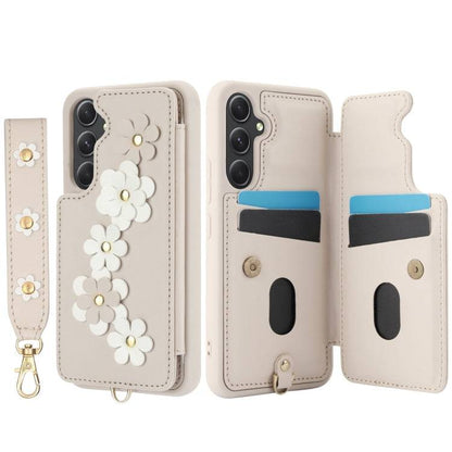 Crossbody-Handyhülle aus Leder mit Blumenmuster, For Samsung Galaxy S24+ 5G, For Samsung Galaxy S23 FE 5G, For Samsung Galaxy S23 Ultra 5G, For Samsung Galaxy S23+ 5G