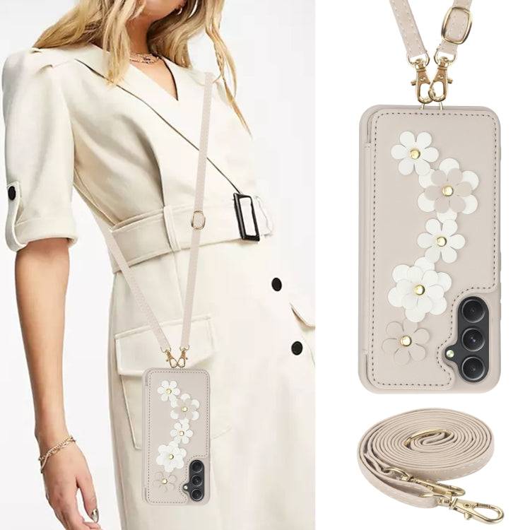 Crossbody-Handyhülle aus Leder mit Blumenmuster, For Samsung Galaxy S24+ 5G, For Samsung Galaxy S23 FE 5G, For Samsung Galaxy S23 Ultra 5G, For Samsung Galaxy S23+ 5G