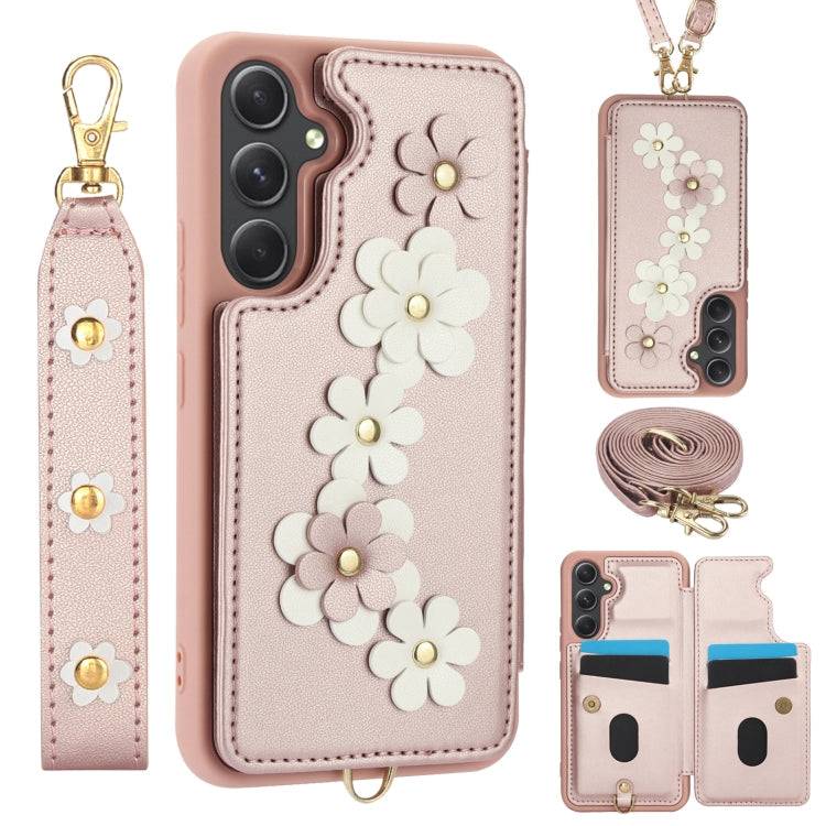 Crossbody-Handyhülle aus Leder mit Blumenmuster, For Samsung Galaxy S24+ 5G, For Samsung Galaxy S23 FE 5G, For Samsung Galaxy S23 Ultra 5G, For Samsung Galaxy S23+ 5G