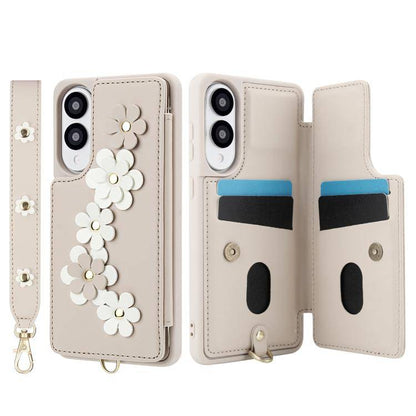 Crossbody-Handyhülle aus Leder mit Blumenmuster, For Samsung Galaxy S25 Edge 5G, For Samsung Galaxy S25+ 5G, For Samsung Galaxy S25 Ultra 5G, For Samsung Galaxy S24 Ultra 5G
