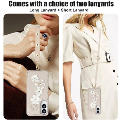 Crossbody-Handyhülle aus Leder mit Blumenmuster, For Samsung Galaxy S25 Edge 5G, For Samsung Galaxy S25+ 5G, For Samsung Galaxy S25 Ultra 5G, For Samsung Galaxy S24 Ultra 5G